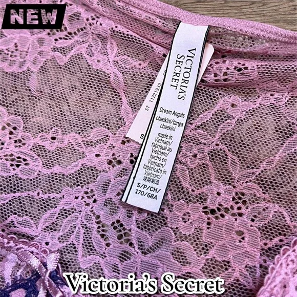 New NWT Victoria’s Secret Dream Angels Lace Cheekini – Pink – Size Small - Picture 3 of 4